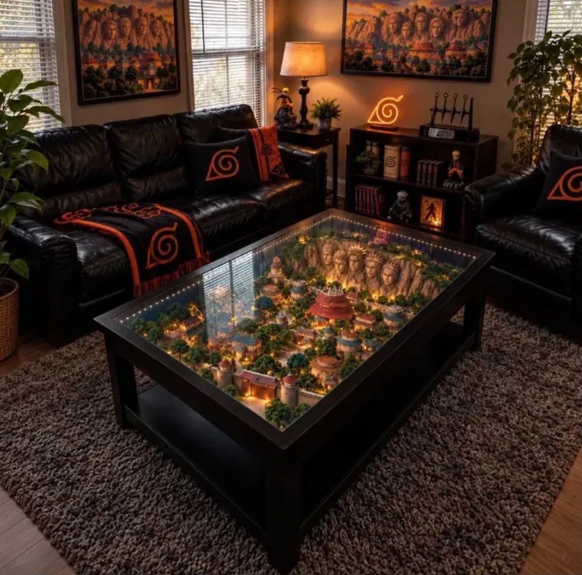 Hokage Table — Hidden Leaf Village edition, LED resin art coffee table
